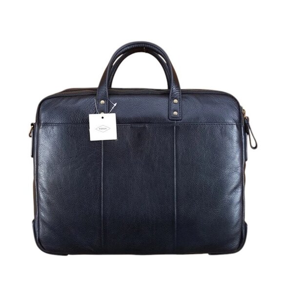 Fossil Men's Haskell Black Leather Briefcase 16.5" X 4" X 12.5" - Picture 5 of 6